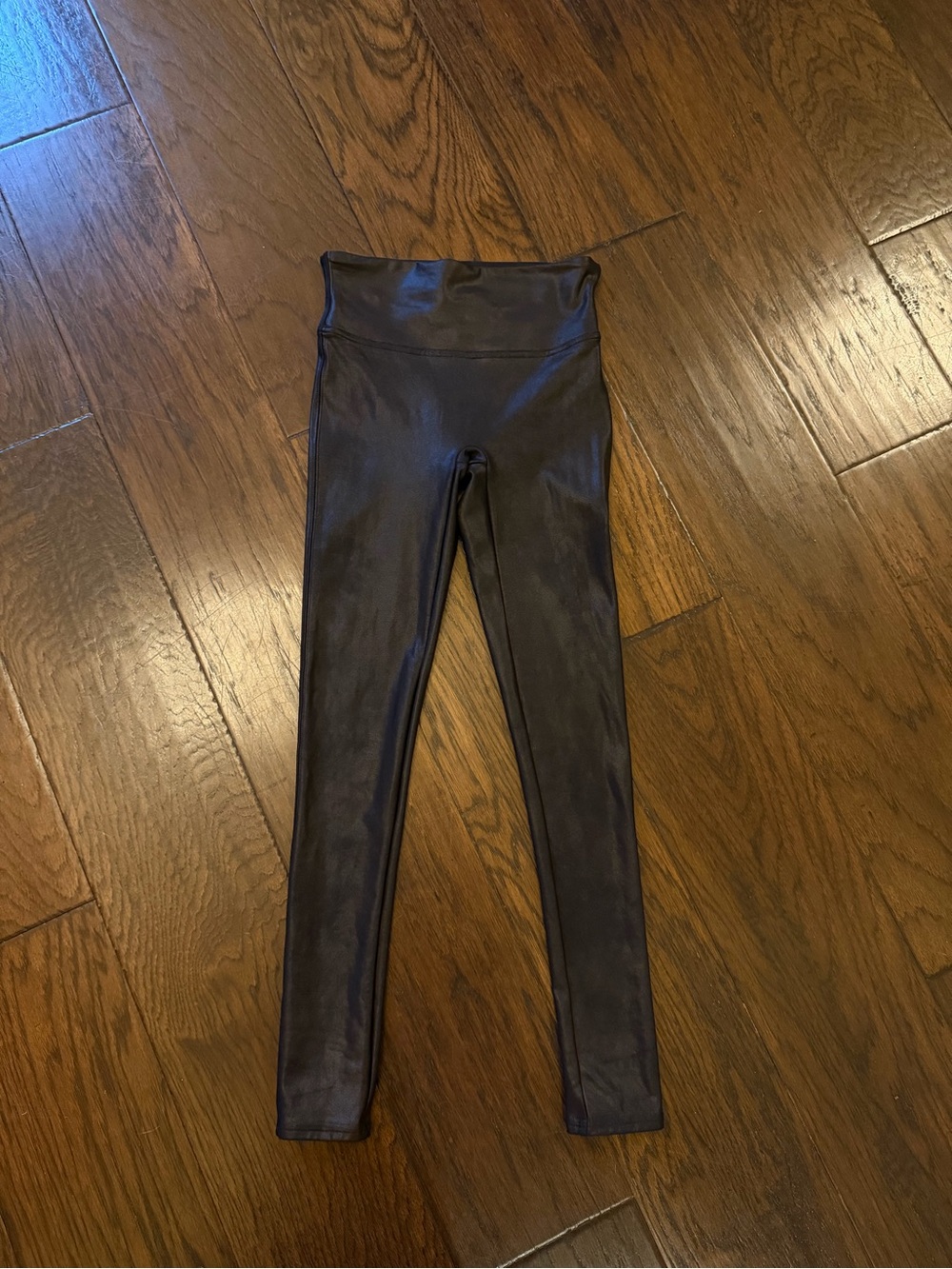 SPANX Faux Leather Leggings Black Size Small Stretch High Rise Shaping